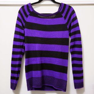 Purple and black striped sweater